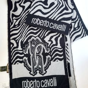 Roberto Cavalli Animal Knit Scarf & Beanie Set NWT